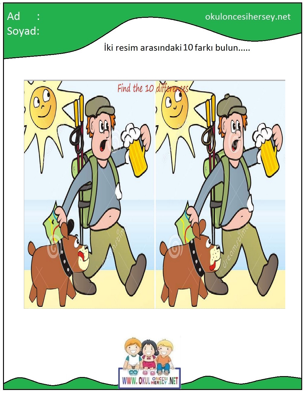 okul öncesi İki Resim Arasındaki Farkı Bul